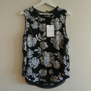 Black + White Floral Sleeveless Blouse | Target
